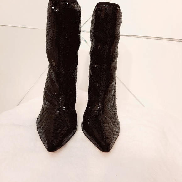 Aldo Cirelle Black Sequin Boots Size 8 US - Picture 4 of 15
